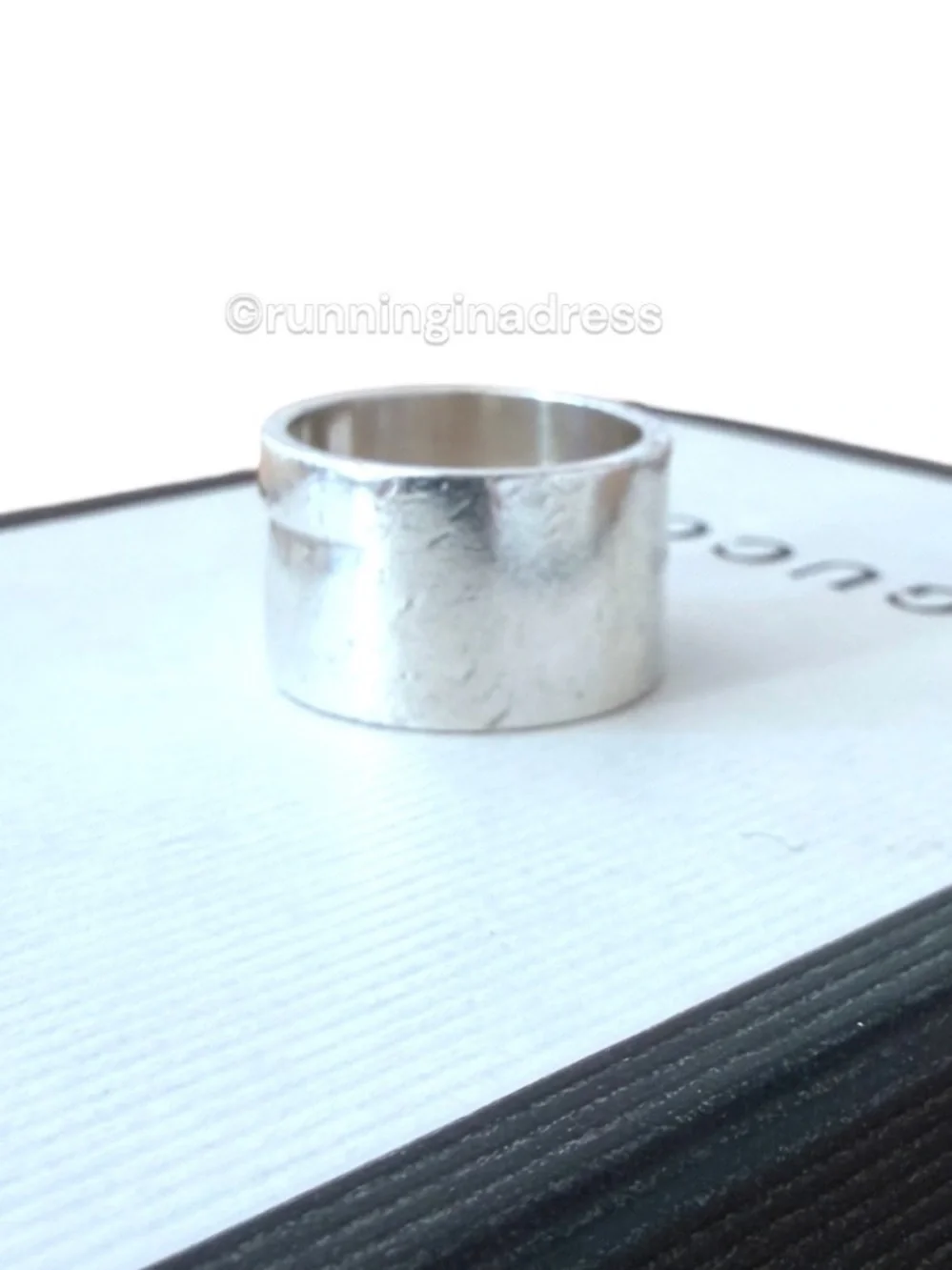 Vintage Gucci Tom Ford Open Cutout G Sterling Silver Ring 8.5 Wide Band
